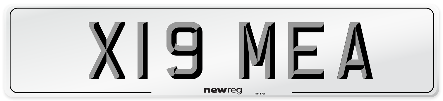 X19 MEA Number Plate from New Reg